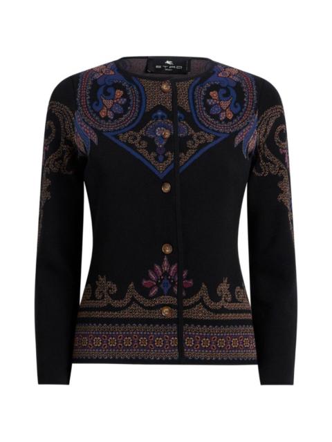 Etro jacquard cardigan with foliage motif