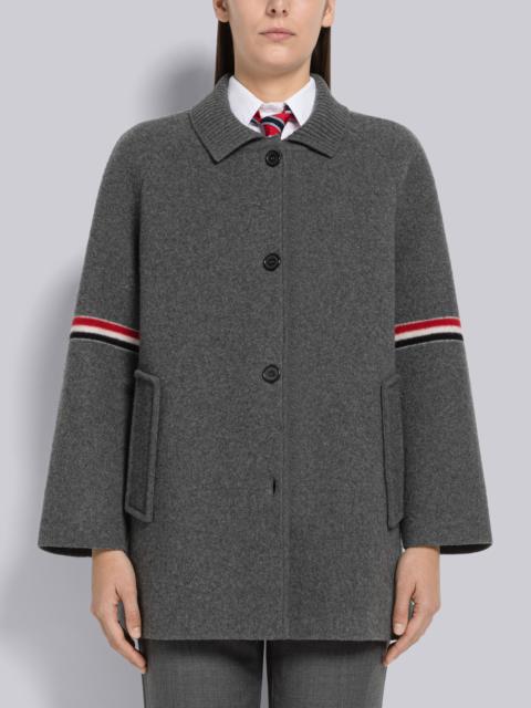 Thom Browne Milano Boiled Wool Armband Cropped Car Coat