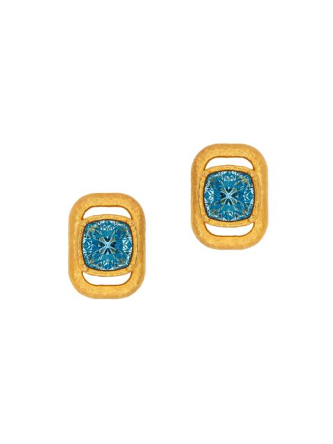 Oscar de la Renta Women's 24K-Gold-Plated Brass & Glass Crystal Stud Earrings - Light Sapphire