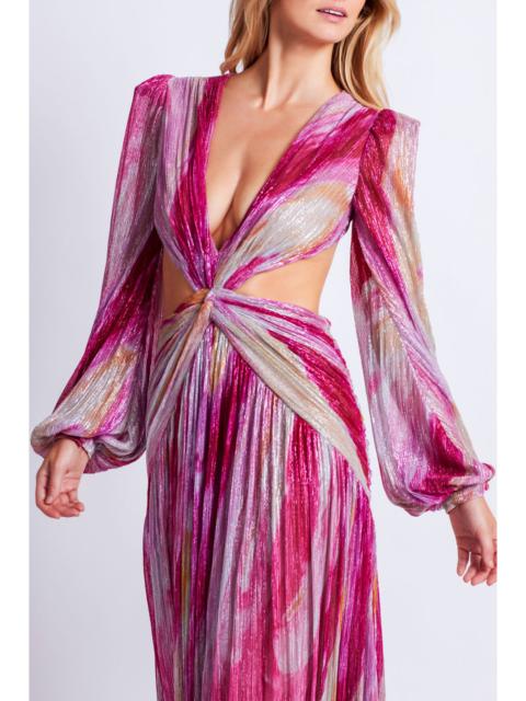 PatBO Aura Metallic Plunge Maxi Dress