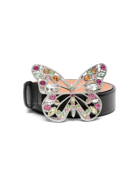 butterfly-buckle leather belt