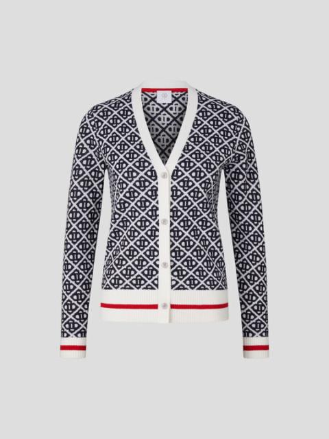 BOGNER Stina Knit jacket in Navy blue/White