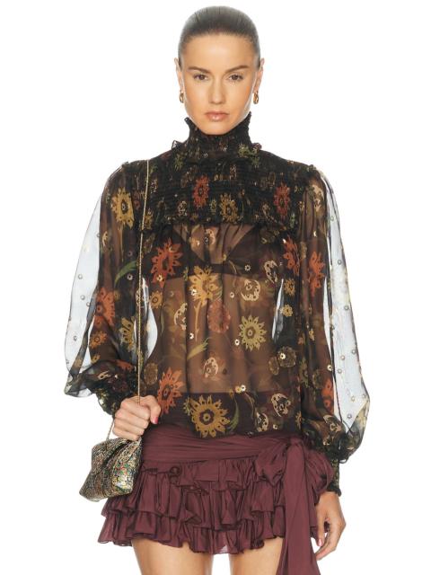 SIEDRÉS Mirelle Sheer Floral Blouse