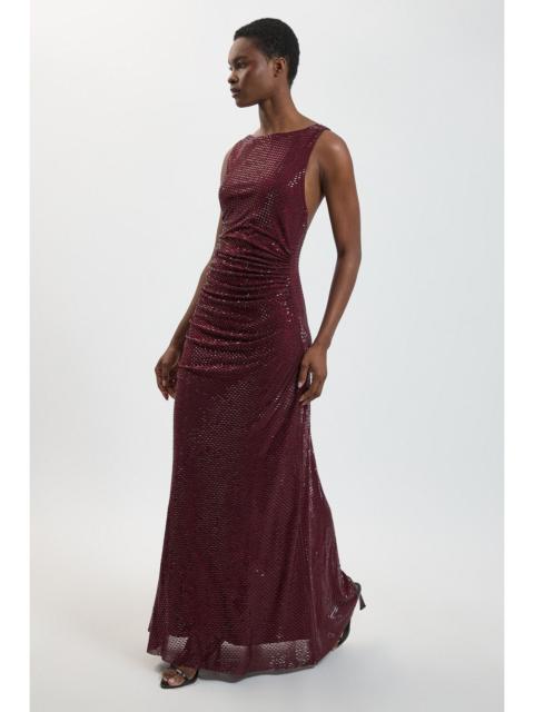 KAREN MILLEN Premium Crystal Embellished Cross Back Maxi Dress
