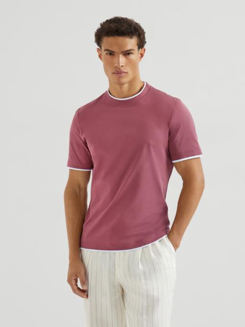 Brunello Cucinelli Cotton jersey crew neck T-shirt with faux-layering
