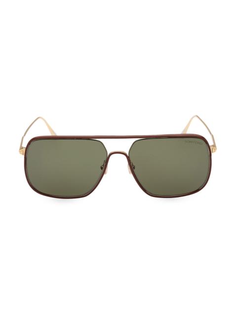 TOM FORD Men's 59MM Pilot Metal Sunglasses - Pale Gold