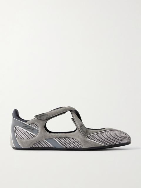 THE ATTICO Floor 01 Mesh-trimmed Suede Flats