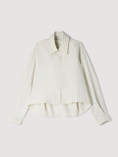 Sandro STRIPED RHINESTONE SHIRT