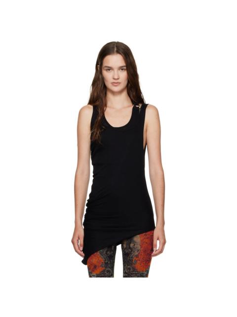 Jean Paul Gaultier Black Ribbed Twisted Double Layer Piercing Tank Top