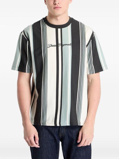 GUESS USA vertical-stripe logo-embroidered T-shirt
