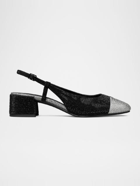 TORY BURCH Bicolor Pave Cap-Toe Slingback Pumps