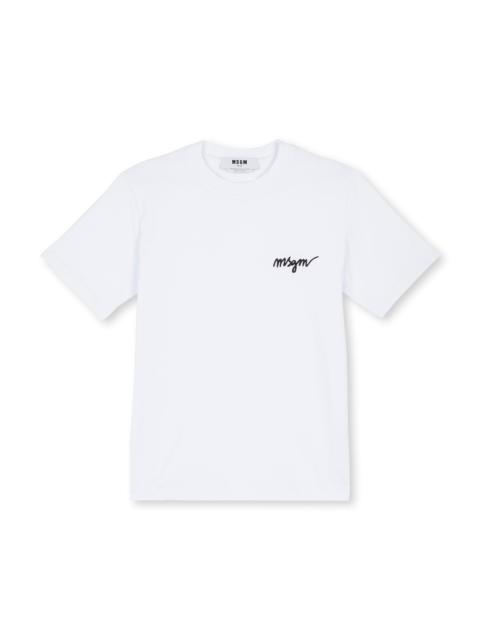 MSGM 둥근 목 면 t-셔츠 자수 로고