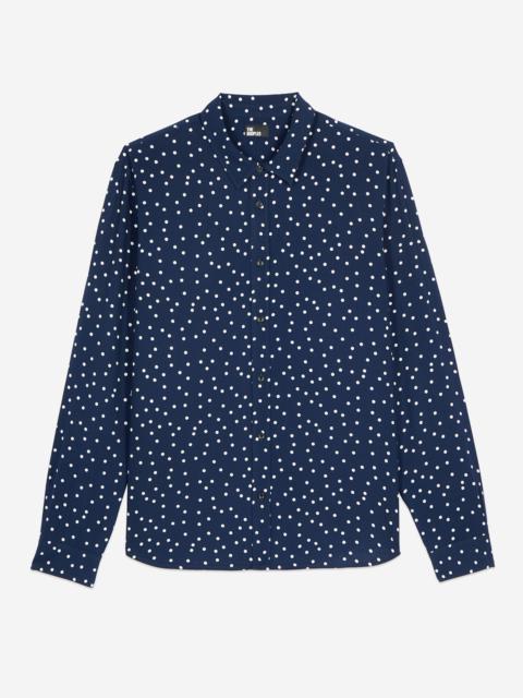 The Kooples BLUE AND WHITE POLKA DOT PRINT SHIRT