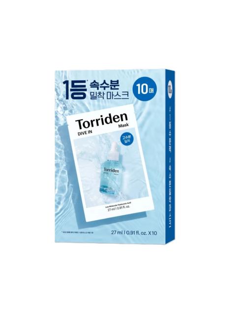 Torriden Torriden Dive-in Low Molecular Hyaluronic Acid Mask Sheet 10ea 0.91 fl. oz.(27ml)
