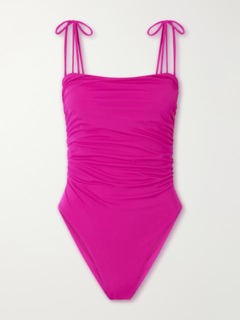 SARA CRISTINA Sand Ruched Swimsuit