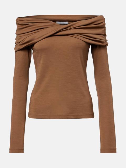 Max Mara Orafo draped virgin wool top