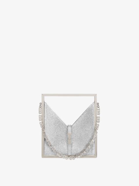 MICRO CUT OUT BAG IN SATIN AND STRASS WITH FRAME