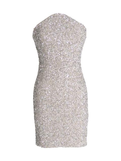 Dress The Population Women's Anica Sequin Pointed Bodice Strapless Minidress - Opal