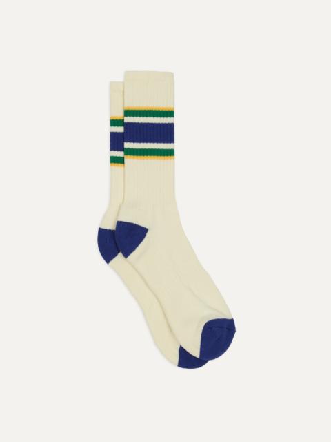 Drake's Blue, Yellow and Green Striped Sport Socks