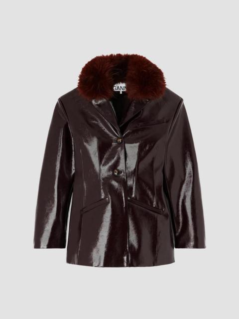 GANNI Women's Future Faux-Fur Collar Jacket - Demitasse