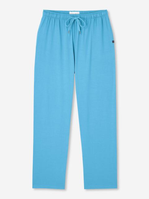 Derek Rose Men's Lounge Trousers Basel Micro Modal Stretch Harbour Blue