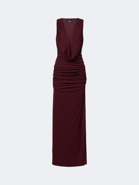 ROTATE Embellished ruched halterneck chiffon gown