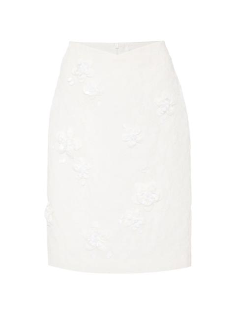 SHUSHU/TONG floral-appliquÃ© knee-length skirt