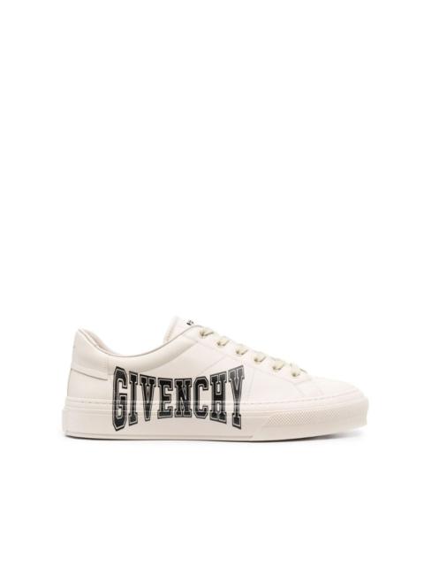 logo-print leather sneakers