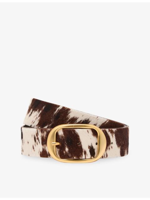 REISS Athena Animal-Print Leather Belt