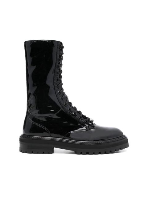 lace-up patent-leather boots