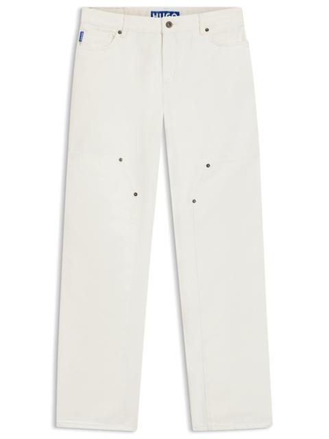 HUGO ECRU BAGGY-FIT JEANS IN RIGID DENIM