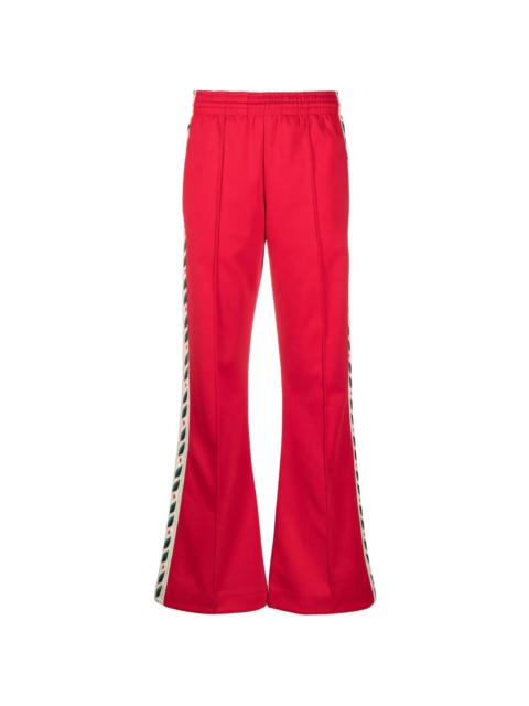 floral-embroidered flared trousers