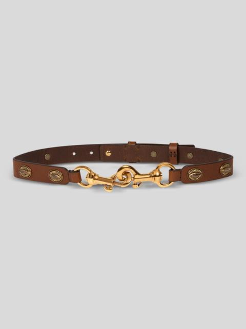 Etro LEATHER PONY BELT WITH OVAL-SHAPED STUDS