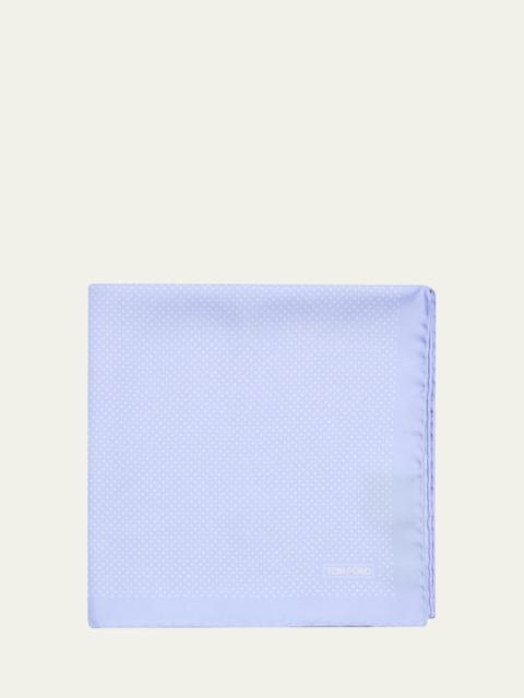 TOM FORD Men's Micro Polka Dot Silk Pocket Square