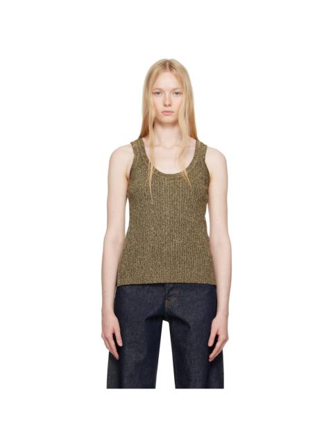 TOM FORD Gold & Brown 'Tom Ford' Metal Plaque Tank Top