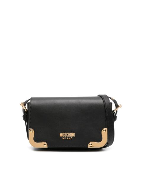 metal-corners leather crossbody bag