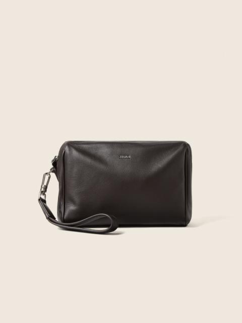 ZEGNA DARK BROWN SECONDSKIN POUCH