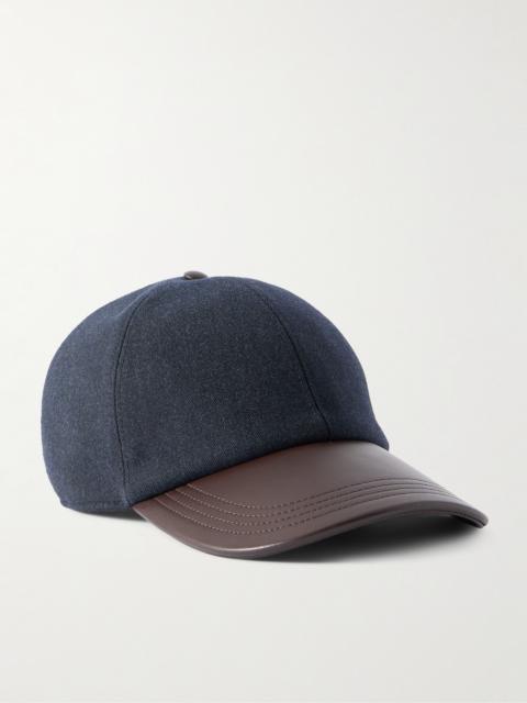 Berluti Logo-Embroidered Leather-Trimmed Wool-Blend Baseball Cap