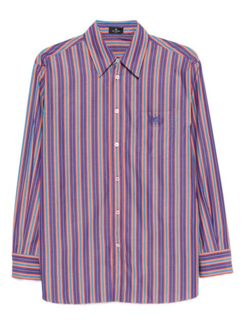 striped-pattern logo-embroidered shirt