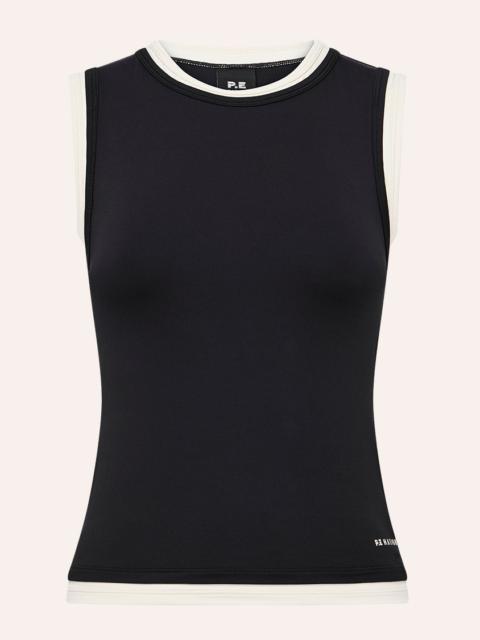P.E NATION FOUNDATION LAYER MUSCLE TANK IN BLACK & WHISPER WHITE