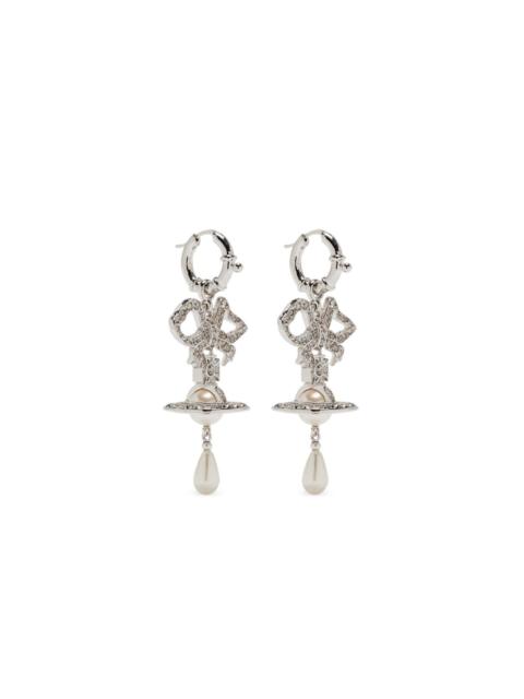 Vivienne Westwood Rigoberta bow-crystal pearl earrings