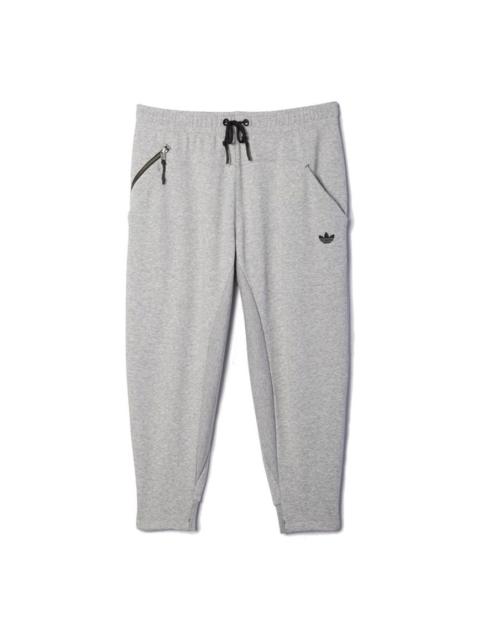 adidas adidas originals Athleisure Casual Sports Knit Cropped Pants Gray AB9282