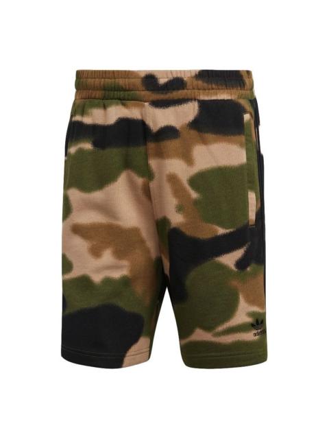 adidas adidas originals Camo 3-Stripes Camouflage Loose Sports Shorts Green GN1887