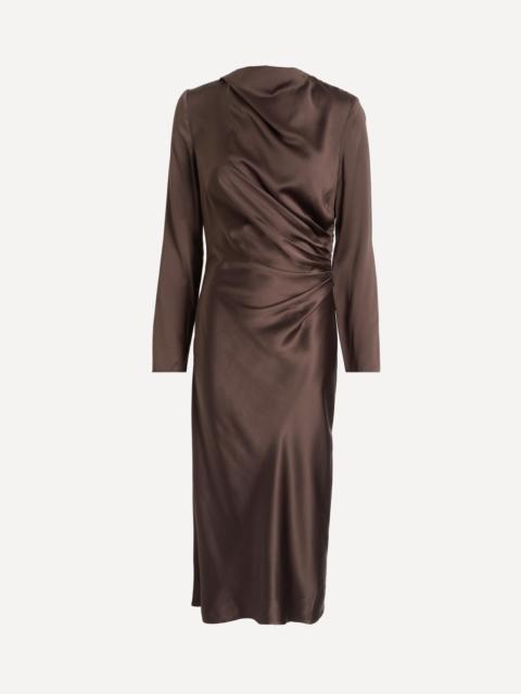 Loulou de Saison Fabio Draped Satin Dress in Brown