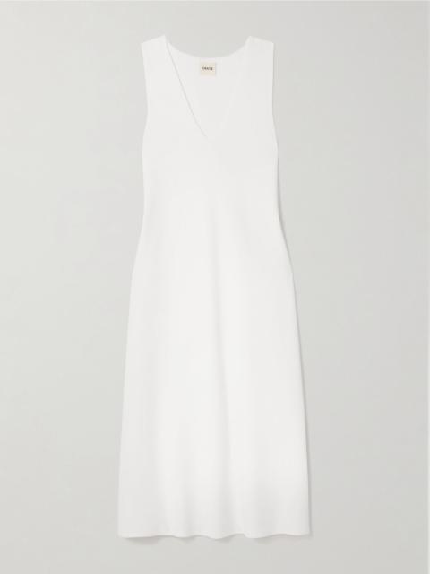KHAITE Keran stretch-knit midi dress White