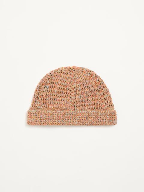 Valentino VLOGO SIGNATURE KNITTED BEANIE IN LINEN AND COTTON