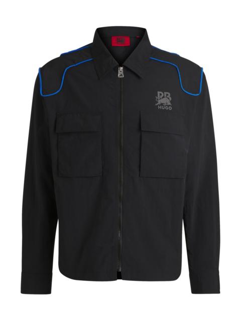 HUGO HUGO X RB OVERSIZE-FIT OVERSHIRT WITH CARBON STEALTH LOGO