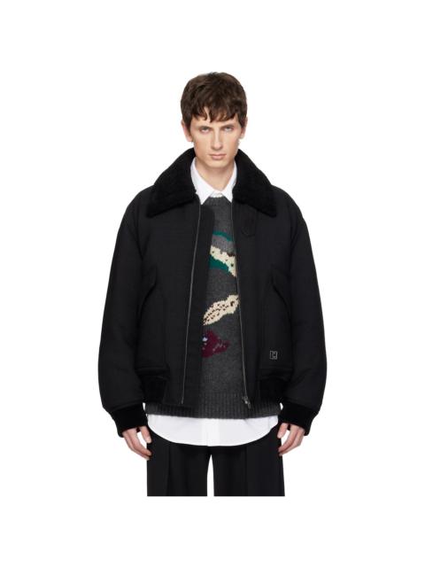 Wooyoungmi Black Herringbone Goose Down Jacket