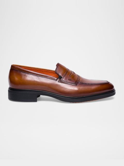 Santoni 남자의 쉬운 가죽 페니 Loafers
