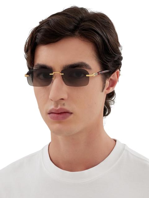 GUCCI Men's 125th Street 56MM Rectangular Sunglasses - Gold Grey